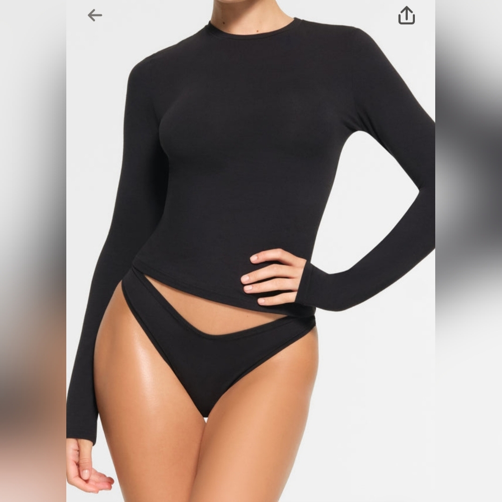 SKIMS!! Cotton Jersey Long Sleeve Top- In Soot